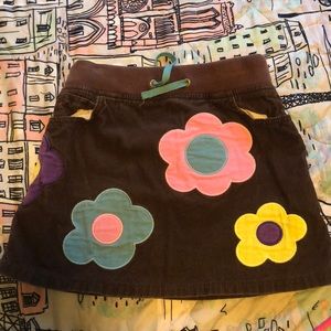 Brown corduroy skirt with flowers